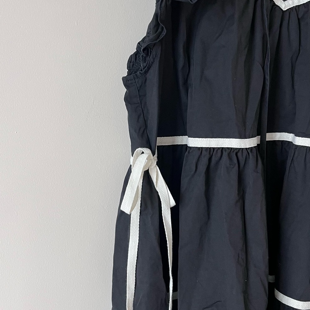 Black Ruffle Tiered Sundress with White Trim - Picture 2 of 6